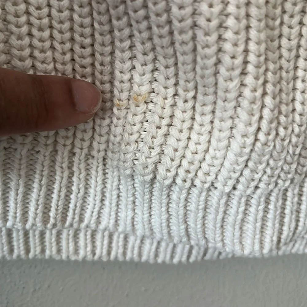 Boden men sweater chunky knit 1/4 zip‎ xl casual office Cream stripe arm